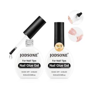 imageJODSONE 15ml Nail Glue Gel 5 in 1 for Nail Tips Long Lasting Extension Glue for Clear Nail Tips and Clear Press on Nails Nail Repair Treatment Salon Art DIY at Home Need U V Light CuredClear