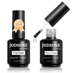 imageJODSONE 2 Bottles of Top Coat Base Coat Set No Wipe Foundation Combination Bright Surface At Home DIY Nail Salon Girl Gift2 Pcs 15mlBT