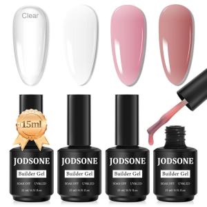 imageJODSONE 2 Bottles of Top Coat Base Coat Set No Wipe Foundation Combination Bright Surface At Home DIY Nail Salon Girl Gift4 Pcs Builder Gel