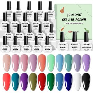 imageJODSONE 23PCS Gel Nail Polish Set 20 translucent Jelly Color Natural and Elegant Long Lasting Suitable for Home and Salon20 Color 10ml1