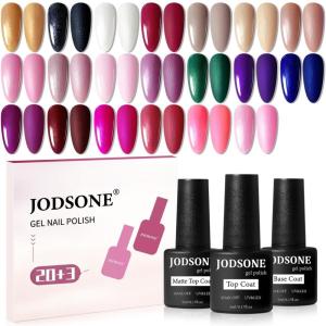 imageJODSONE 23PCS Gel Nail Polish Set 20 translucent Jelly Color Natural and Elegant Long Lasting Suitable for Home and Salon20color set 10