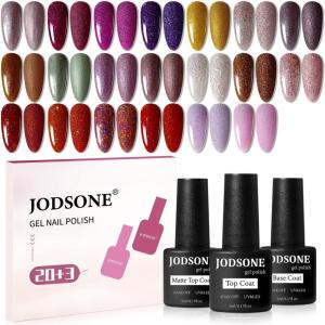 imageJODSONE 23PCS Gel Nail Polish Set 20 translucent Jelly Color Natural and Elegant Long Lasting Suitable for Home and Salon20color set 12
