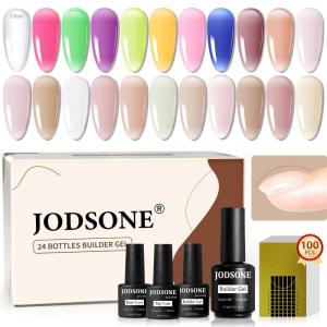 imageJODSONE 23PCS Gel Nail Polish Set 20 translucent Jelly Color Natural and Elegant Long Lasting Suitable for Home and Salon20colorBGset