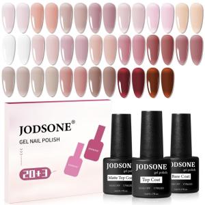 imageJODSONE 23PCS Gel Nail Polish Set 20 translucent Jelly Color Natural and Elegant Long Lasting Suitable for Home and Salon20colorJellyset
