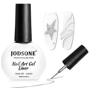 imageJODSONE 2pcs Metallic Nail Art Gel Liner Gold Mirror Chrome and Silvery 3D Effect Gel Nail Polish Thin Brush Metal Painted DIY at Home Salon Quality Gift for WomenLX02Glitter Sliver