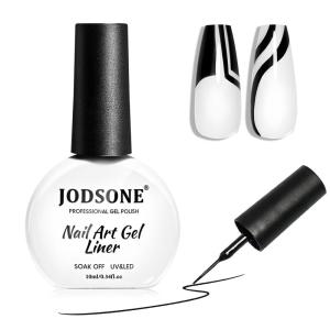 imageJODSONE 2pcs Metallic Nail Art Gel Liner Gold Mirror Chrome and Silvery 3D Effect Gel Nail Polish Thin Brush Metal Painted DIY at Home Salon Quality Gift for WomenLB01Black