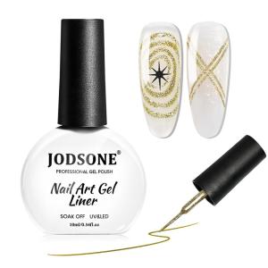imageJODSONE 2pcs Metallic Nail Art Gel Liner Gold Mirror Chrome and Silvery 3D Effect Gel Nail Polish Thin Brush Metal Painted DIY at Home Salon Quality Gift for WomenLX01Glitter Gold