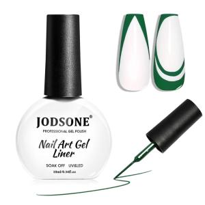 imageJODSONE 2pcs Metallic Nail Art Gel Liner Gold Mirror Chrome and Silvery 3D Effect Gel Nail Polish Thin Brush Metal Painted DIY at Home Salon Quality Gift for WomenLB13Dark Green