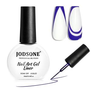 imageJODSONE 2pcs Metallic Nail Art Gel Liner Gold Mirror Chrome and Silvery 3D Effect Gel Nail Polish Thin Brush Metal Painted DIY at Home Salon Quality Gift for WomenLB10Dark Blue