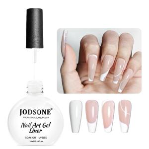 imageJODSONE 2pcs Metallic Nail Art Gel Liner Gold Mirror Chrome and Silvery 3D Effect Gel Nail Polish Thin Brush Metal Painted DIY at Home Salon Quality Gift for WomenLB02White