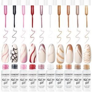imageJODSONE Art Gel Liner Set 10 Colors Black Red Blue Need U V Lamp Cured with Thin Brush Gift for Girls at Home Salon DesignLB1001LB1010