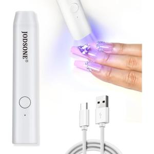 imageJODSONE Handheld U V Light for Gel Nails Portable Mini Nail Dryer Cordless Rechargeable USB Nail Dryer for Fast Curing for Home DIY Manicure Nail Art WhiteLight White