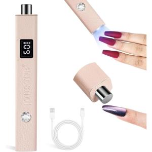 imageJODSONE Magnetic Bracket U V LED Nail Lamp Cordless Rechargeable Gel Polish Dryer Portable with Smart Sensor 2 Timers LCD Screen for Home DIY ampamp SalonPink