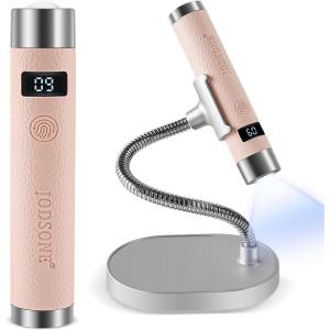 imageJODSONE Magnetic Bracket U V LED Nail Lamp Cordless Rechargeable Gel Polish Dryer Portable with Smart Sensor 2 Timers LCD Screen for Home DIY ampamp SalonLight Pink