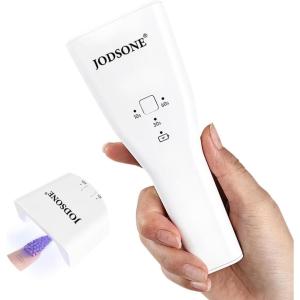 imageJODSONE Mini U V Portable Handheld Nail Lamp Rechargeable Model with LED Display Fast Drying for Home TravelingWhite