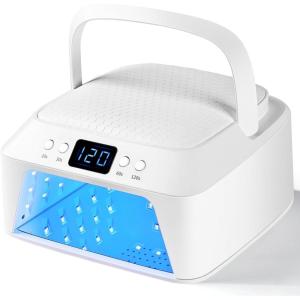 imageJODSONE Professional Nail Lamp 4 Timers Removable Base Smart Touch Screen Large Space U V Lamp for Gel PolishLight White