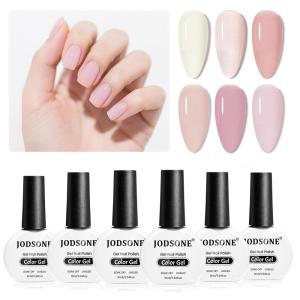imageJODSONE Rubber Base Builder Gel for Nails6 Colors 10ml Rubber Base Gel SetBase Color ampamp Builder in Onefor Nail ThickeningStrengthenNude Purple Pink BrownBG01BG06
