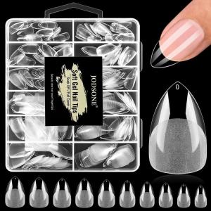 imageJODSONE Short Orbicular Half Matte Pre shaped Soft Gel Tips Fake Nails False Acrylic Clear Full Cover Press on Extension Gel Kit Manicure DIY at Home 240PCS 10SizesShort Orbicular