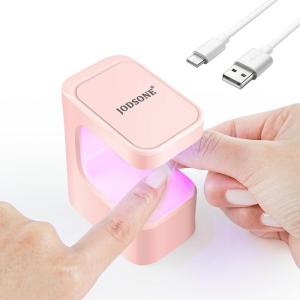 imageJODSONE U V Mini Nail Lamp Rechargeable with Timer Cordless Portable LED Light for Fast Curing Gel Polish Pink
