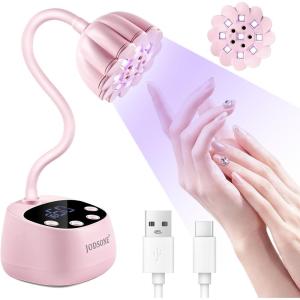 imageJODSONE Fast Curing U V Nail Lamp  Portable and Flexible Gooseneck Lamp with 360 Adjustable Design Rechargeable LED Dryer for Gel Polish Auto Sensor ampamp 4 Timers Home DIY Manicure Light Rose PinkPink