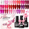 imageJODSONE Patting Gel Nail Polish Kit 9 Colors U VLED Gradient Painting Sponge Gel Kit with 50 PCS Nail Sponges and Grabbing Pen for Home amp Salon Use20 ColorPink Red