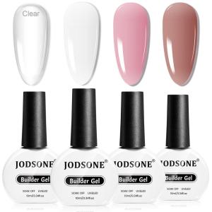 imageJODSONE Builder Gel for Nails10ml 4Pcs Builder Gel Set Jelly Pink Nude Whitefor Nail Extension Strengthening amp Thickening SolutionLong Lasting U V Light CureGF301GF303 GF306