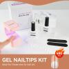 imageJODSONE Gel Nail Kit Short Teardrop Nail Tips 480PCS Mini Rechargeable Nail Lamp Pre Shaped Clear Full Cover Fake Nails Tips with Nail Glue amp Top Coat U V LED Curing Lamp DIY Manicure Gifts for WomenLamp Clear Nail TipsSquare1