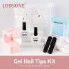 imageJODSONE Gel Nail Kit Short Teardrop Nail Tips 480PCS Mini Rechargeable Nail Lamp Pre Shaped Clear Full Cover Fake Nails Tips with Nail Glue amp Top Coat U V LED Curing Lamp DIY Manicure Gifts for WomenLamp Clear Nail TipsLong Almond1
