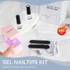 imageJODSONE Gel Nail Kit Short Teardrop Nail Tips 480PCS Mini Rechargeable Nail Lamp Pre Shaped Clear Full Cover Fake Nails Tips with Nail Glue amp Top Coat U V LED Curing Lamp DIY Manicure Gifts for WomenLamp Clear Nail TipsShort Water drop1
