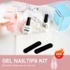 imageJODSONE Gel Nail Kit Short Teardrop Nail Tips 480PCS Mini Rechargeable Nail Lamp Pre Shaped Clear Full Cover Fake Nails Tips with Nail Glue amp Top Coat U V LED Curing Lamp DIY Manicure Gifts for WomenLamp Clear Nail TipsLong Almond1