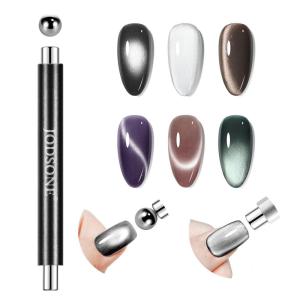 imageJODSONE 3in1 Cat Eye Magnet Nail Art ToolBlack Cylindrical amp Round Ball Nail Magnet Pens MultiEffect Magnets for Cat Eye Gel Polish DIY at Home SalonBlack