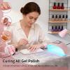 imageJODSONE Pink U V Nail Lamp for Gel Nail Polish Manicure Light with 4 Timers amp Automatic Sensor Nail Dryer Curing LED LightLight Pink