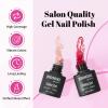 imageJODSONE 55 Colors Gel Nail Polish Set with 5 Bottles of Base and Glossy Matte Top Coat for at Home Salon DIY Nail Art20 ColorPink Red