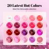imageJODSONE 55 Colors Gel Nail Polish Set with 5 Bottles of Base and Glossy Matte Top Coat for at Home Salon DIY Nail Art20 ColorPink Red