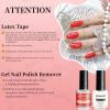 imageJODSONE Gel Nail Polish Remover Kit 2Pcs Gel Remover 1Pc Latex Tape Liquid Professional Soak Off Gel Nail Removal Set for Nail Art Manicure Pedicure at Home Includes Sanding Strips and Steel PushersA04