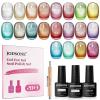 imageJODSONE 20 Colors Cat Eye Gel Nail Polish Kit with Base Coat Top Coat 3IN1 Magnet UV Soak Off Gel Polish for at Home DIY Nail Art20SETCE