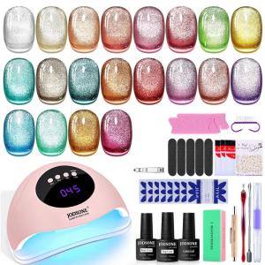 imageJODSONE 20 Colors Cat Eye Gel Nail Polish Kit with Base Coat Top Coat 3IN1 Magnet UV Soak Off Gel Polish for at Home DIY Nail Art20KITCE