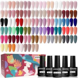 imageJODSONE 55 Colors Gel Nail Polish Set with 5 Bottles of Base and Glossy Matte Top Coat for at Home Salon DIY Nail Art55COLOR1
