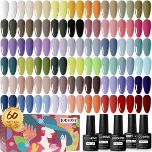 imageJODSONE 55 Colors Gel Nail Polish Set with 5 Bottles of Base and Glossy Matte Top Coat for at Home Salon DIY Nail Art60SET 06