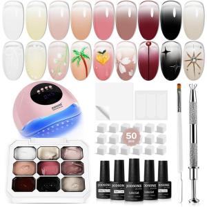 imageJODSONE 55 Colors Gel Nail Polish Set with 5 Bottles of Base and Glossy Matte Top Coat for at Home Salon DIY Nail Art9COLORPPG