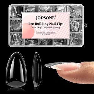 image:imageJODSONE Almond Nail Tips 224Pcs Soft Nail Gel Tips PreShaped Acrylic Fake Nails Full Cover Clear Gelly Press on Flase Nail Tips for Extension Nail Manicure Home DIY 14 SizesAlmond Nail Tips