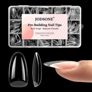 image:imageJODSONE Almond Nail Tips 224Pcs Soft Nail Gel Tips PreShaped Acrylic Fake Nails Full Cover Clear Gelly Press on Flase Nail Tips for Extension Nail Manicure Home DIY 14 SizesOval Round Nail Tips