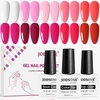 image:imageJODSONE 36Pcs Gel Nail Polish Kit with 4 Functional Adhesive Bottles Kit Soak Off Manicure Tools Gifts10Colorpink