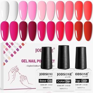 image:imageJODSONE 36Pcs Gel Nail Polish Kit with 4 Functional Adhesive Bottles Kit Soak Off Manicure Tools Gifts10Colorpink