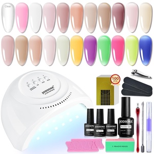 image:imageJODSONE 10 Colors Builder Nail Gel Polish Set with Base Coat and Top Coat No Wiping for Nails Strengthener Hard Nail Extension Gel LED Nail Lamp Cured20colorBGkit