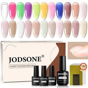 image:imageJODSONE 10 Colors Builder Nail Gel Polish Set with Base Coat and Top Coat No Wiping for Nails Strengthener Hard Nail Extension Gel LED Nail Lamp Cured20colorBGset