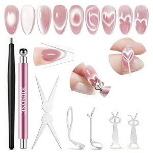 image:imageJODSONE Cat Eye Magnet Set for Nails3in1 Magnetic Tool with Ball Magnet amp Magnetic PenFrenchHeartBlack Hole amp Bunny Guide Plates for CatEye Gel Polish DIY Nail ArtCT2