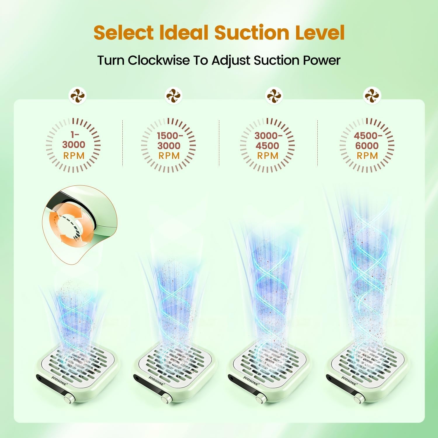 image:imageJODSONE 6000RPM Mini Nail Dust Collector PocketSized Powerful Suction Portable Nail Salon with 30 Filters GreenNdc01