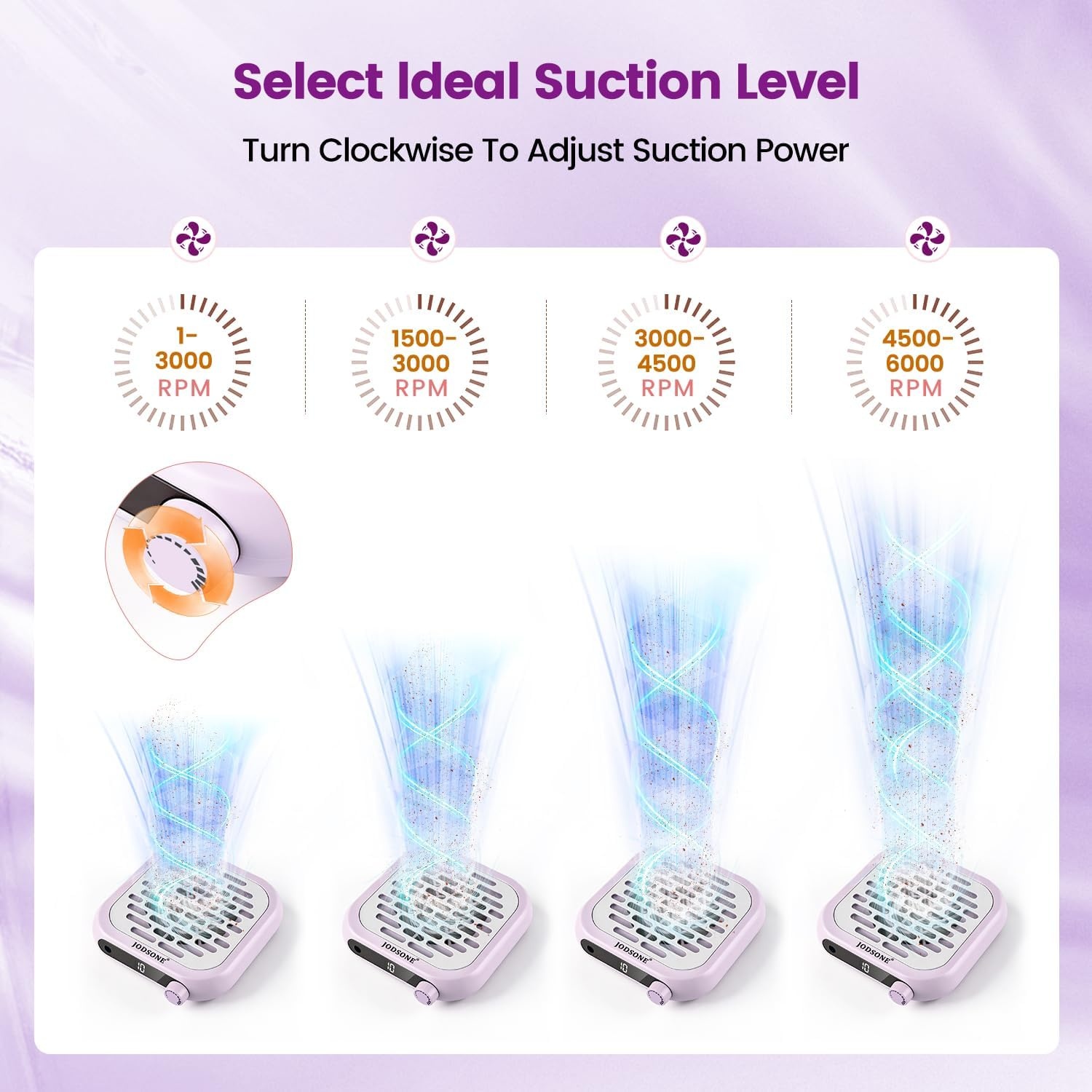 image:imageJODSONE 6000RPM Mini Nail Dust Collector PocketSized Powerful Suction Portable Nail Salon with 30 Filters GreenNdc02