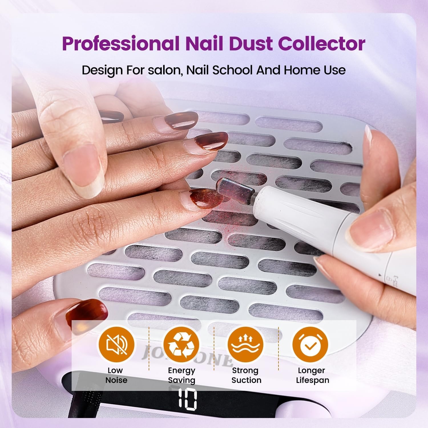 image:imageJODSONE 6000RPM Mini Nail Dust Collector PocketSized Powerful Suction Portable Nail Salon with 30 Filters GreenNdc02